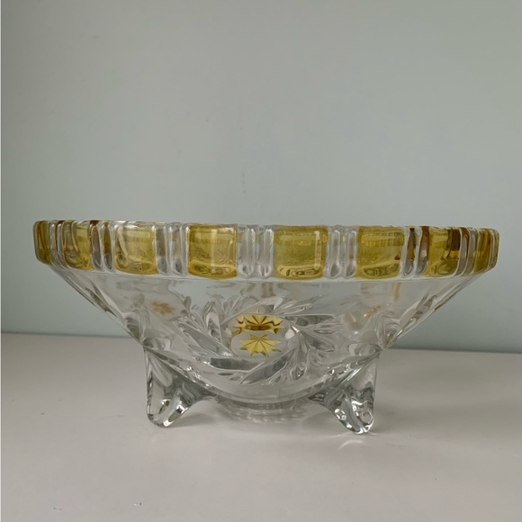 Other - Vintage 1970s glass punch bowl with amber accents